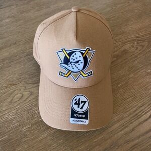 NEW Authentic '47 NHL Anaheim Mighty Ducks Snapback Hat-Wool Blend-Camel-One Sze